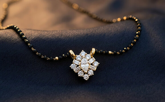 Fancy Modern Diamond Mangalsutra Jewellery for Indian Wedding and Festivals Diwali Akshaya Tritiya Karva Chauth Navratri Dussehra Gudi Padwa Ugadi Durga Puja Teej Ganesh Chaturthi Makar Sankranti