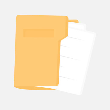 Flat Illustration of Open Folder Document with Papers Inside for File Storage Office Archive Organization and Digital Data Management Concept
