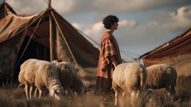 Young David, the Youngest of Jesse&rsquo;s Eight sons, Tended His Father's Sheep in Bethlehem