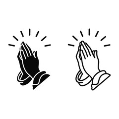 Obraz premium Black and white praying hands with sunburst lines