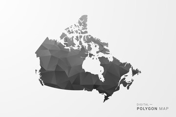 Naklejka premium Canada Map - Black Polygon Style Vector Illustration with Low Poly Geometric Design, Clean Silhouette Isolated on White Background.