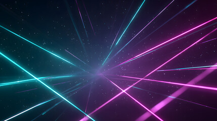Fototapeta premium Vibrant abstract background featuring glowing neon laser beams. Energetic cyan and pink light rays creating futuristic and dynamic motion