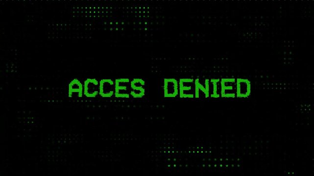 Access denied alert animation on futuristic dot digital background.