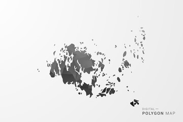 Obraz premium Aland Islands Map - Black Polygon Style Vector Illustration with Low Poly Geometric Design, Clean Silhouette Isolated on White Background.