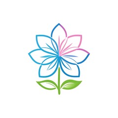 Obraz premium A stylized flower graphic with blue, pink, and green colors