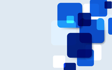 Blue squares overlap softly against a pale background