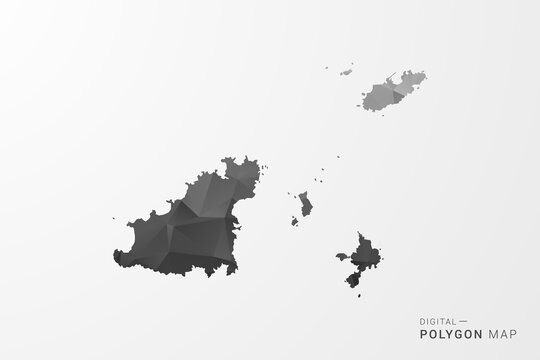 Guernsey Map - Black Polygon Style Vector Illustration with Low Poly Geometric Design, Clean Silhouette Isolated on White Background.