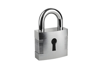 Naklejka premium Silver Padlock Security Lock Isolated on White Background, Data Protection and Privacy Concept