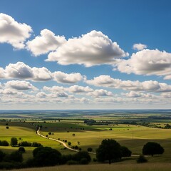 Fototapeta premium Scenic view of rural landscape fields.