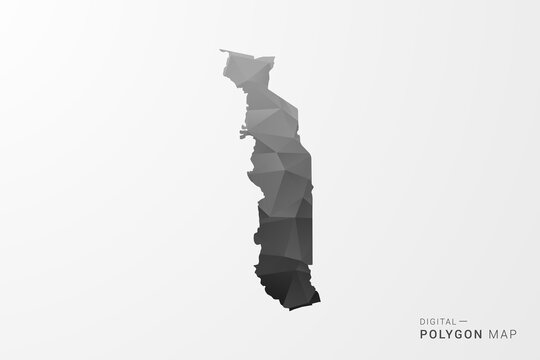 Togo Map - Black Polygon Style Vector Illustration with Low Poly Geometric Design, Clean Silhouette Isolated on White Background.