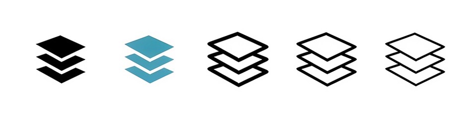 Triple Layer vector icon set. Floor level and document stack vector symbol for UI design. Thin line customizable illustration. Contour symbol. Vector isolated outline drawing. Editable stroke