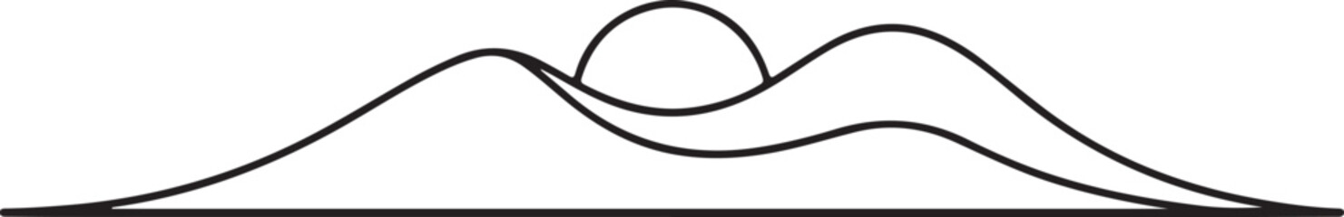 Abstract minimalist wavy line art with circle design isolated illustration