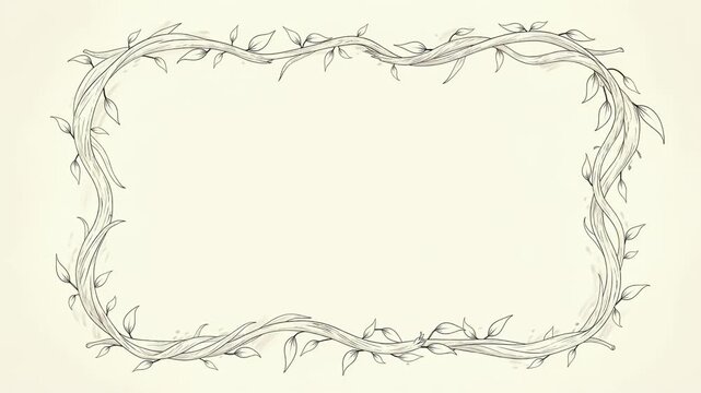 Elegant sketch of a frame created from intertwined vines and leaves
