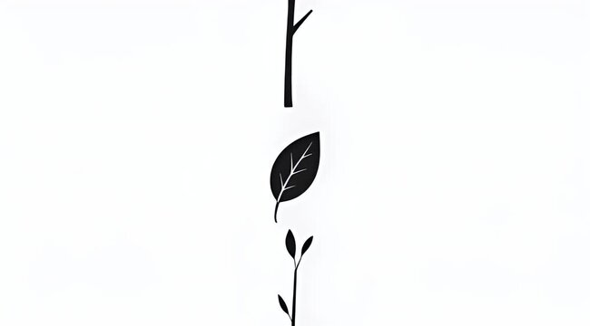 Minimalist representation of a growing plant with a single leaf on top