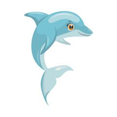 Fototapeta premium Cute Dolphin Character in Action. Vector Illustration in Cartoon Style.