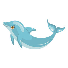 Naklejka premium Cute Dolphin Character in Action. Vector Illustration in Cartoon Style.