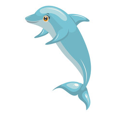 Obraz premium Cute Dolphin Character in Action. Vector Illustration in Cartoon Style.