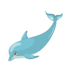 Naklejka premium Cute Dolphin Character in Action. Vector Illustration in Cartoon Style.
