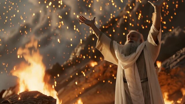 Elijah Prayed, and the Fire of the Lord Came Down From Heaven, Burning up the Sacrifices, Wood, Stones, Earth, and Water in the Trench