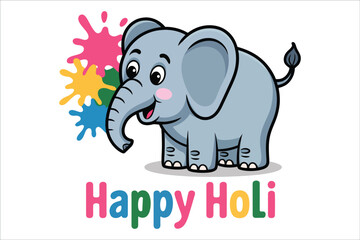Obraz premium Happy holi festival celebration with colorful elephant