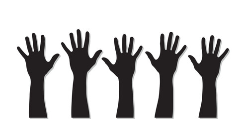 Obraz premium Five black raised hands with varying finger positions
