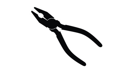 Obraz premium Black silhouette of combination pliers on a white background