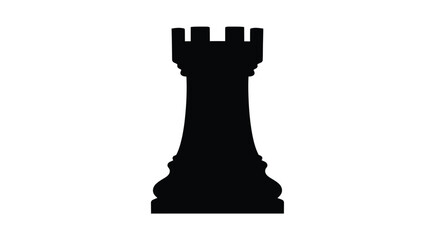 Silhouetted chess rook isolated on a plain white background © MdMojiburRahman
