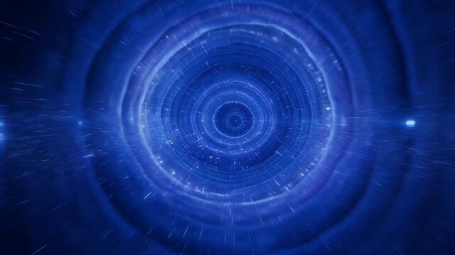 Mesmerizing blue vortex with shimmering particles, creating an immersive visual experience