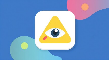Obraz premium This design features a simple eye icon with a warning sign, placed in a wellness-themed digital layout for applications enhancing health.