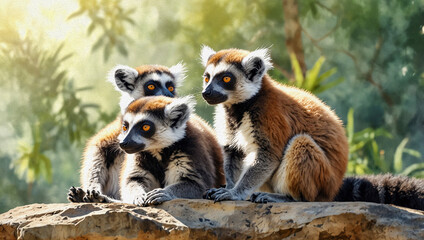 Fototapeta premium ring tailed lemur catta