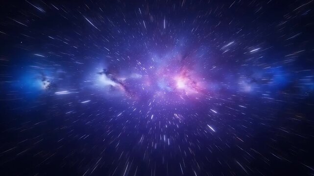 Abstract hyper space jump traveling in the universe at the speed of light
