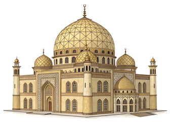 Fototapeta premium Intricate Islamic Mosque Building Dome Architecture Illustration isolated on transparent background