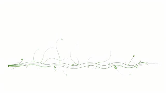 minimalist green vine illustration, with leaf tendrils on a white background