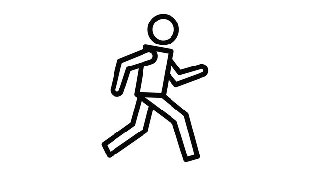 A stick figure illustration of a person running quickly across a plain background wqe 456