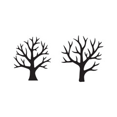 Fototapeta premium Bare Trees Silhouette with Branching Structures Isolated on White Background
