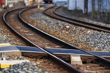 名鉄瀬戸線の線路と駅周辺の風景