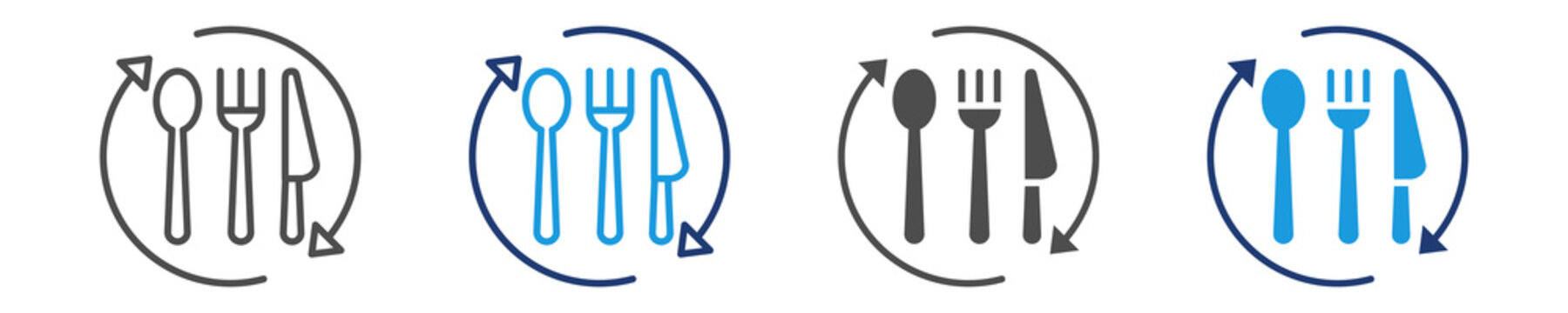 reusable cutlery icon set multiple style