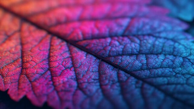 Colorful leaf texture macro vibrant gradient abstract nature art background closeup detail