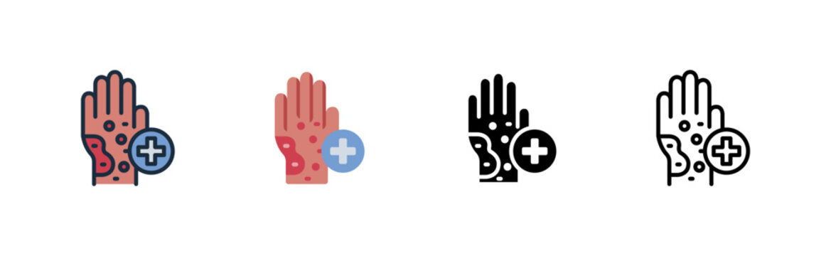 allergy icon. skin reaction symptom. Hand eczema. med various style icon design vector illustration