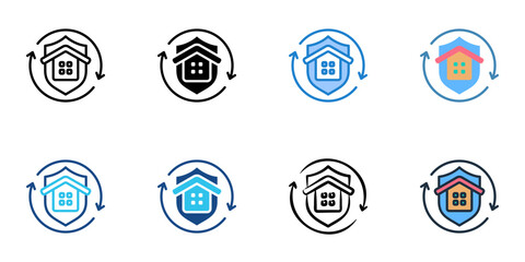 Home Insurance icons set multiple style collection. Editable stroke 
