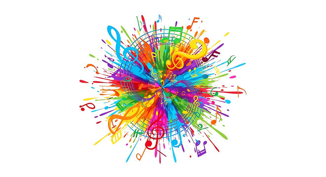 Vibrant musical composition with treble clef and notes