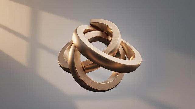 Golden Rings Rotating on Turntable.