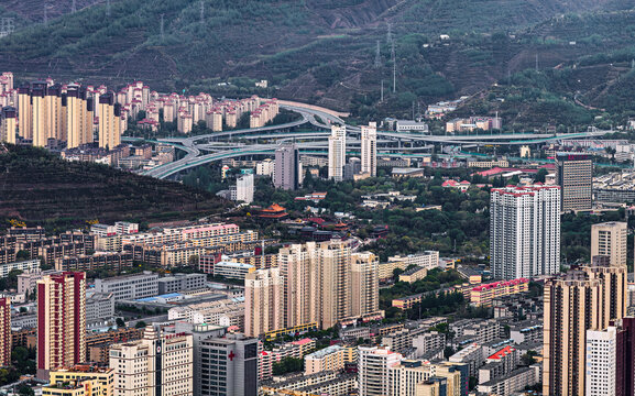 Morning view of Xining City, Qinghai Province, China