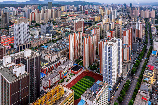 Morning view of Xining City, Qinghai Province, China