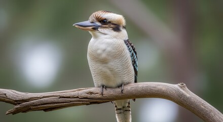 Close-Up of a Beautiful Parakeet Bird Perching on a Branch in Nature