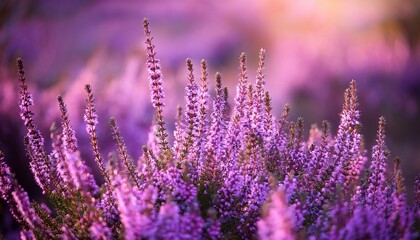Obraz premium Vibrant Purple Heather Blooms In Soft Focus Macro Photography
