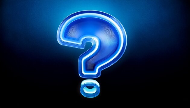Luminous Vibrant Blue Question Mark Rendered Three Dimensionally On Transparent Background