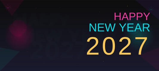 Happy New Year 2027 colorful typography illustration © ABSTRACT BACKGROUND