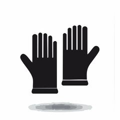Obraz premium Black illustration of a pair of gloves on a white background with a shadow underneath, representing protection and safety equipment for hands