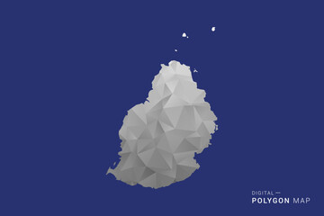 Mauritius Map - Polygon White and Black map Style Vector Illustration, Low Poly Geometric Design, Isolated on blue Background. © Whatever